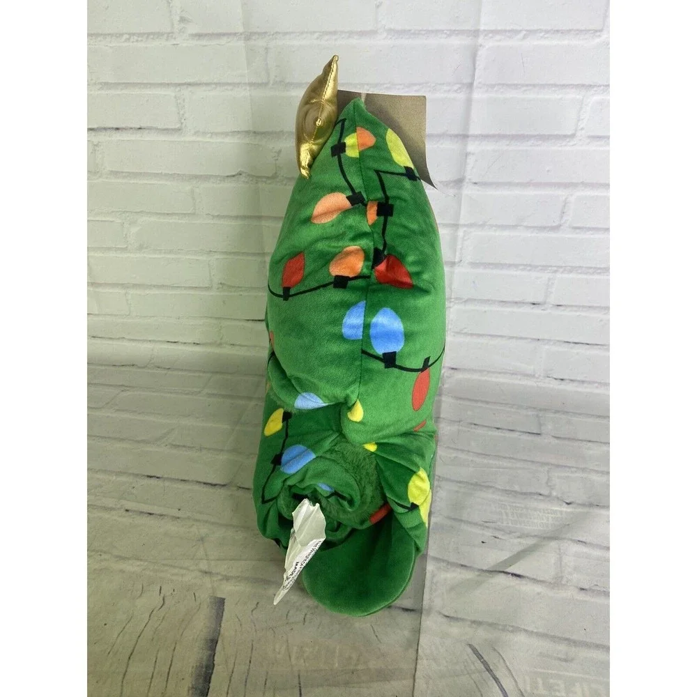 Pillowfort Christmas Tree Hooded Blanket Soft Plush Green Ornaments NEW